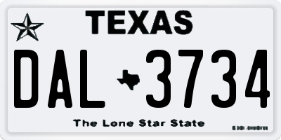 TX license plate DAL3734
