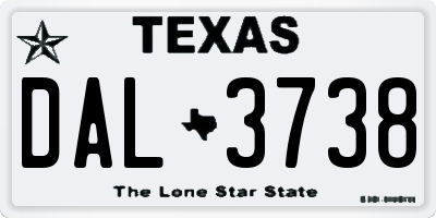 TX license plate DAL3738