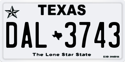 TX license plate DAL3743