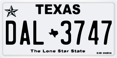TX license plate DAL3747