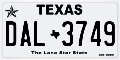 TX license plate DAL3749