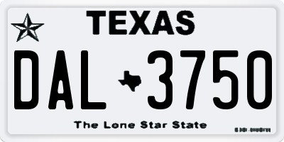 TX license plate DAL3750