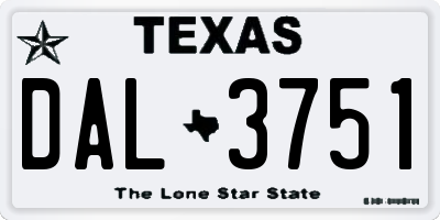 TX license plate DAL3751