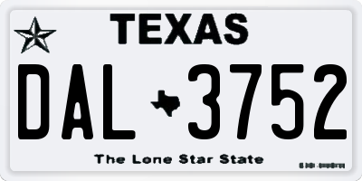 TX license plate DAL3752