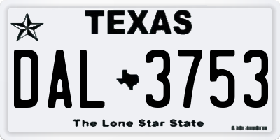 TX license plate DAL3753