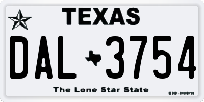 TX license plate DAL3754