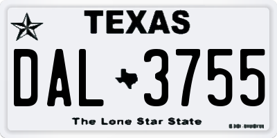 TX license plate DAL3755