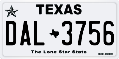 TX license plate DAL3756