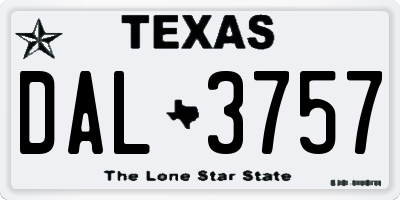 TX license plate DAL3757