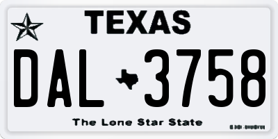 TX license plate DAL3758