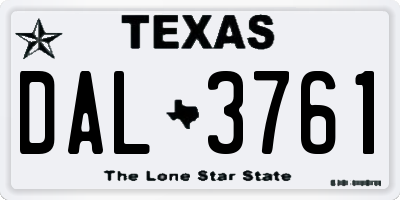 TX license plate DAL3761