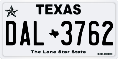 TX license plate DAL3762