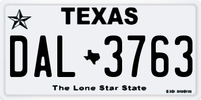 TX license plate DAL3763