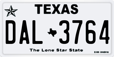 TX license plate DAL3764