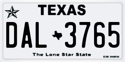 TX license plate DAL3765