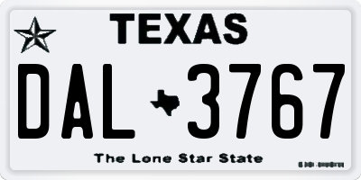 TX license plate DAL3767