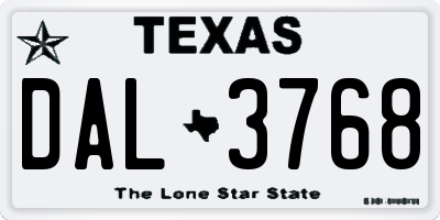 TX license plate DAL3768