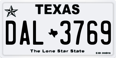 TX license plate DAL3769