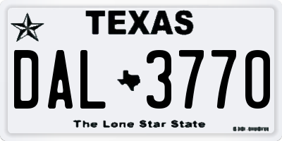 TX license plate DAL3770