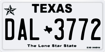 TX license plate DAL3772