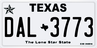 TX license plate DAL3773