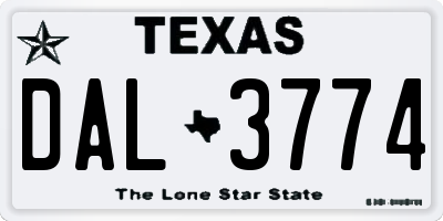 TX license plate DAL3774