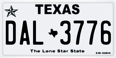 TX license plate DAL3776
