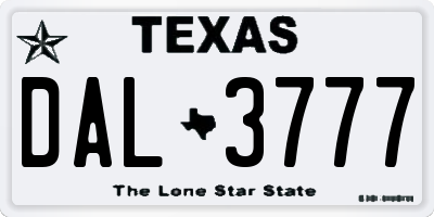 TX license plate DAL3777