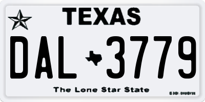 TX license plate DAL3779