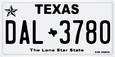 TX license plate DAL3780