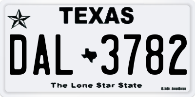 TX license plate DAL3782