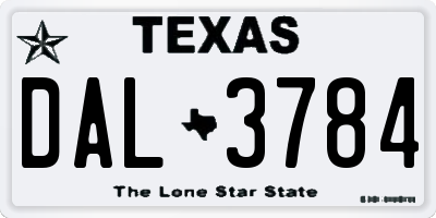 TX license plate DAL3784