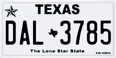 TX license plate DAL3785