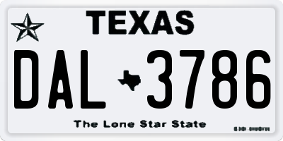 TX license plate DAL3786