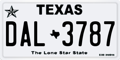 TX license plate DAL3787