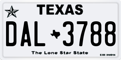 TX license plate DAL3788