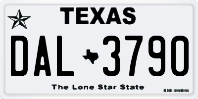 TX license plate DAL3790