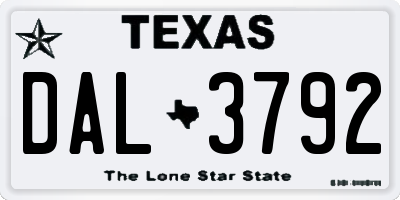 TX license plate DAL3792