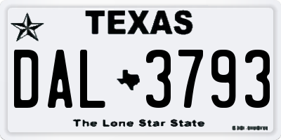 TX license plate DAL3793