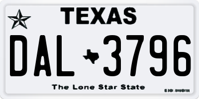 TX license plate DAL3796