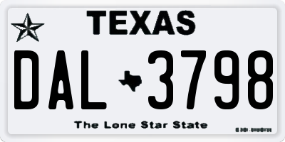 TX license plate DAL3798