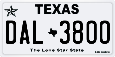 TX license plate DAL3800