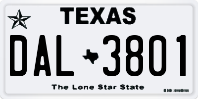 TX license plate DAL3801