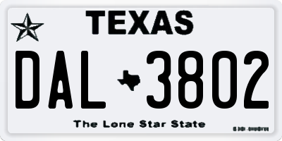 TX license plate DAL3802