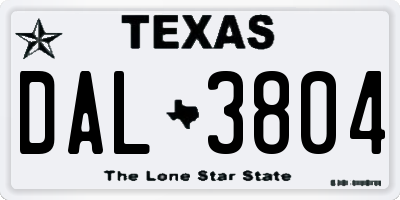 TX license plate DAL3804