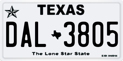 TX license plate DAL3805