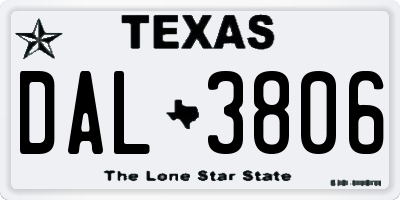 TX license plate DAL3806