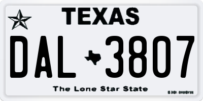 TX license plate DAL3807