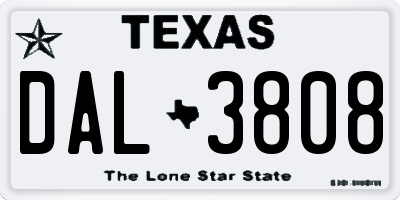 TX license plate DAL3808