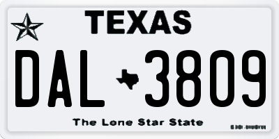 TX license plate DAL3809